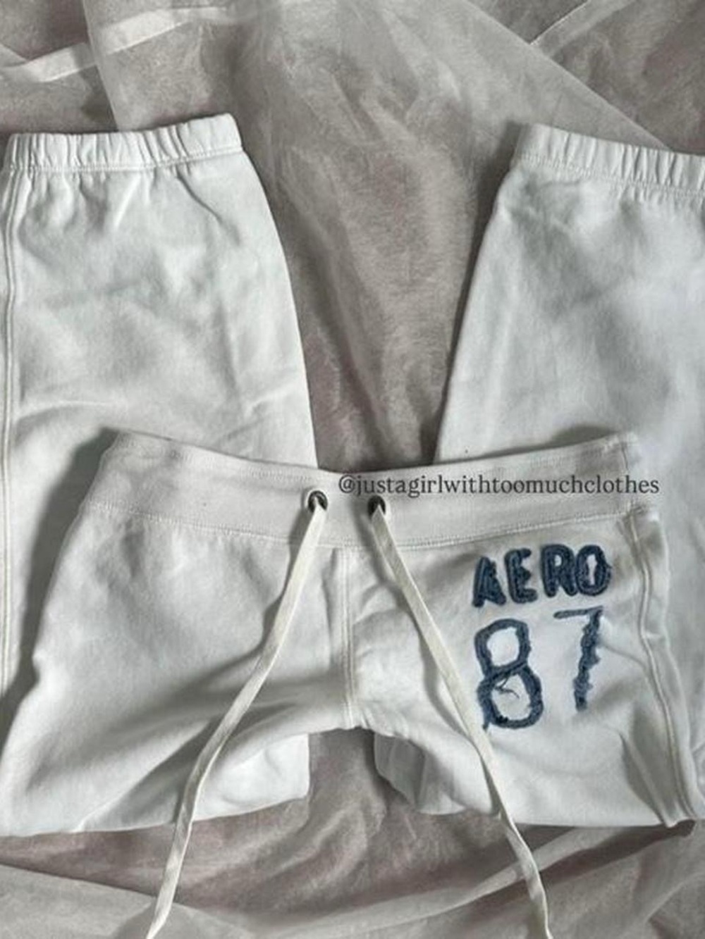 Aeropostale White Sweatpants with Blue Embroidered AERO 87